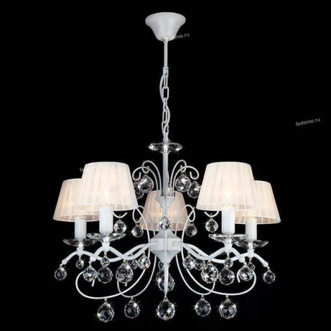 Подвесная люстра Eurosvet Эстель 10058/5 белый с золотом/прозрачный хрусталь Strotskis