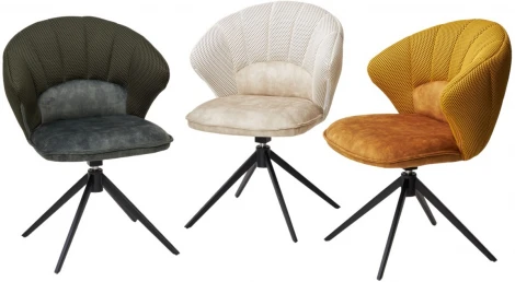 Стул ASTRA 360 град. поворот Белый Sonic 23 ткань / 7525-01 велюр / черный каркас, ®DISAUR (арт.621M05767)