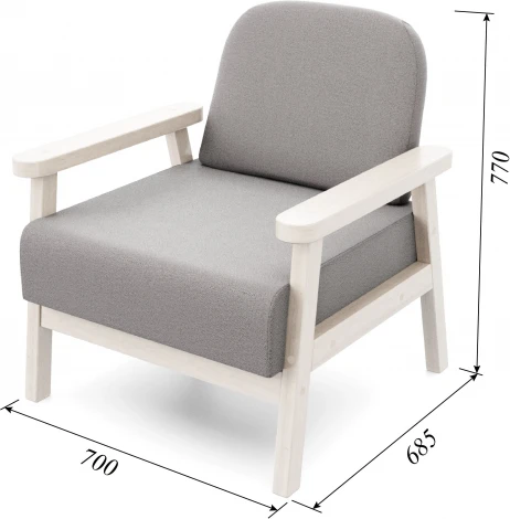 Кресло Arsko Флори беленый дуб велюр серый