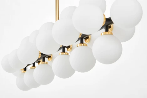 Потолочная люстра на штанге Lumina Deco Marsiada LDP 6033-24 BK+GD (220V, шарики, молекулы)