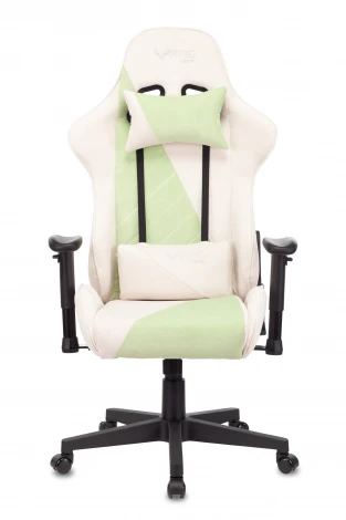 Кресло игровое Zombie VIKING X Fabric белый/зеленый с подголов. крестовина пластик