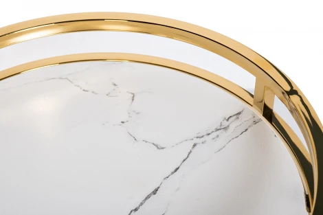 47ED-07901 Стол журнальный мраморное стекло/золото d41*60см Garda Decor