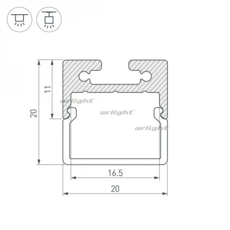 Профиль с экраном SL-LINE-2011M-2500 BLACK+OPAL SQUARE (Алюминий) 027993 Arlight SL-LINE