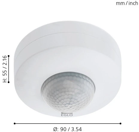 Датчик движения инфракрасный накладной Eglo Detect Me, плафон, IP44, белый