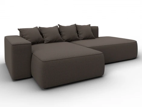 Диван угловой Лига-065 угол левый (ДСП/Пластик/Рогожка/Коричневый) Лига Диванов 129798L