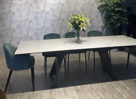 Обеденный стол M-City IVAR 180 MARBLES KL-99 Белый мрамор, итальянская керамика