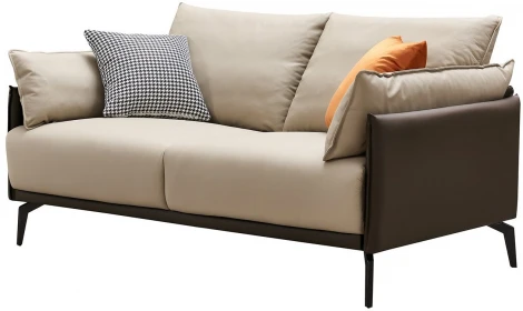 Диван ESF ELEGANTE NAPPA SF015 (2-х местный) бежевый 6615-коричневый/Кожа