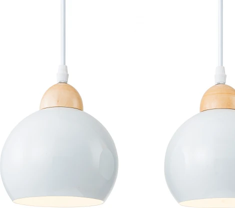 Подвесной светильник Escada Solo 10178/3S White 3х40Вт Е27, металл/дерево/пластик, белый/дерево (220V, на проводе, шарики)