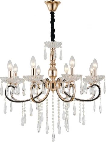 Подвесная люстра Escada Scaleona 2105/8P Gold 8x40Вт E14, металл/хрусталь, золото/прозрачный (220V, на цепи, подсвечник, свеча)