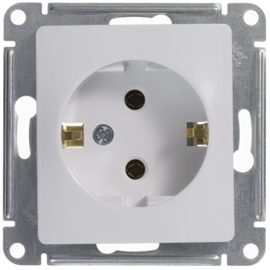 Розетка встраиваемая с заземлением (белый) Systeme Electric Glossa GSL000143