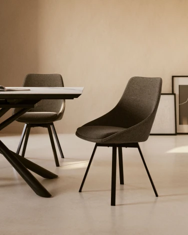 Обеденный стул La Forma (ex Julia Grup) Jenna (Серый/ Сталь,Фанера,Пена,Металл)