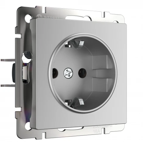 Розетка с заземлением и шторками (серебряный) IP31 Werkel W1171106 (a050891)