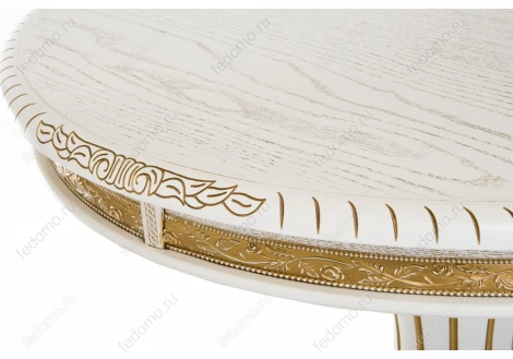 Деревянный стол Woodville Женева молочный с золотой патиной 406085
