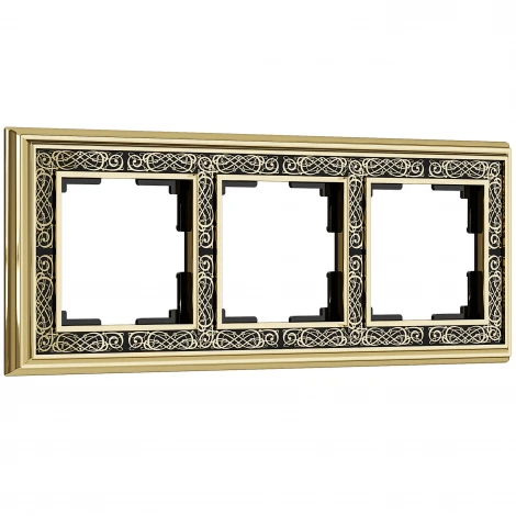 Рамка на 3 поста (золото/черный) W0031430 (a051329)