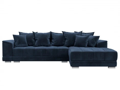 Диван угловой НордСтар правый угол (ДСП,Брус/Пластик/Велюр/Синий) Лига Диванов 127941