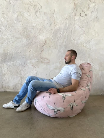 Кресло Мешок Груша Журавли розовый (3XL, Классический) Жаккард арт.5037941