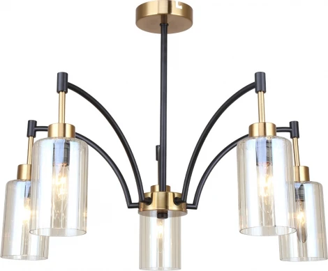 Потолочная люстра на штанге Escada Lyrics 1166/5P 5x40Вт E14, металл/стекло, бронза/черный, прозрачный плафон (220V)