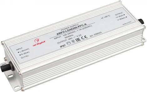 Блок питания ARPV-LG48200-PFC-A (48V, 4.2A, 200W) (IP67 Металл) 030033 Arlight ARPV