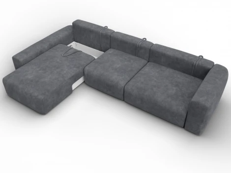 Диван угловой Лига-066 НПБ Лонг угол левый (ЛДСП,Фанера,Брус,Велюр/Темно-серый) Лига Диванов 131217L
