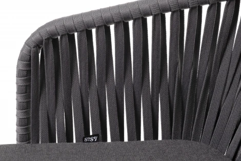 "Бордо" стул плетеный из роупа, каркас алюминий темно-серый (RAL7024) муар, роуп серый 15мм, ткань темно-серая 027 4SIS арт.УТ-00007017