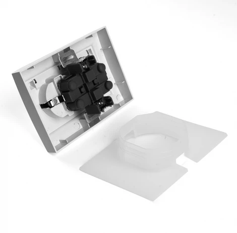 Розетка двойная с заземлением и защитной крышкой (белый) Stekker Эрна 49139