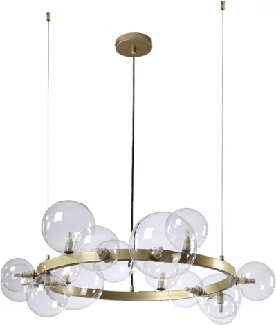 Подвесная люстра Crystal Lux AGATA SP15 V2 GOLD/TRANSPARENTE (220V, на тросе, шарики)