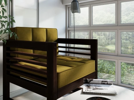 Кресло Arsko Сега орех рогожка горчичная