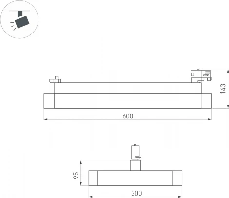 Светильник LGD-AFINA-4TR-S600x300-50W Day4000 (BK, 110 deg, 230V) (Arlight, IP20 Металл, 5 лет) 035495(1)