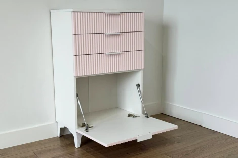 Зефир Комод Mebelson (ЛДСП,МДФ,Металл/Светлое дерево,Розовый) арт.171919,3095