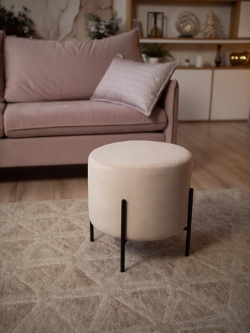 Маленькая радость Пуф круглый на ножках, бежевый D1 furniture арт.AAA41674003