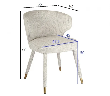 30C-13780 Стул обеденный шенилл белый 55*62*77см Garda Decor