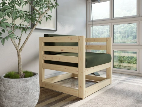 Кресло Arsko Магнус сосна велюр зеленый