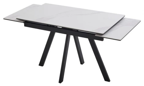 Стол НЕО-2 115 цвет MATTE БЕЛЫЙ МРАМОР, керамика / Черный каркас M-City 64713