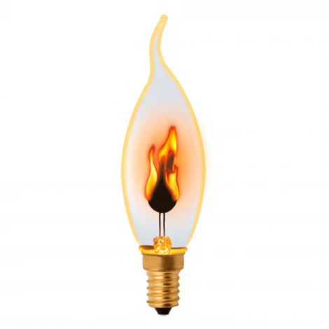 Лампочка светодиодная свеча на ветру желтая E14 3W Uniel IL-N-CW35-3/RED-FLAME/E14/CL