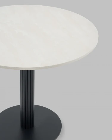 Стол Stool Group круглый Фризбин D90, Стол Stool Groupешница МДФ ледяной камень, основание металл черный УТ000041628