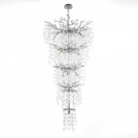 Подвесная большая люстра каскадная хрустальная Arte Milano Milano-4 23416.800-1600.28.G9.B.5D CR (220V, на цепи)