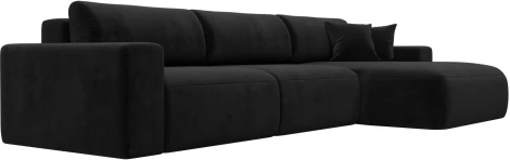 Диван угловой Лига-036 НПБ Классик Лонг правый угол (Черный/Велюр) Лига Диванов арт.121397