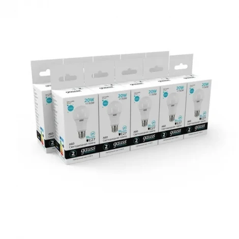 Лампочка светодиодная E27 20 Вт 1600 lm 4100K нейтральное белое свечение Gauss Elementary 23229