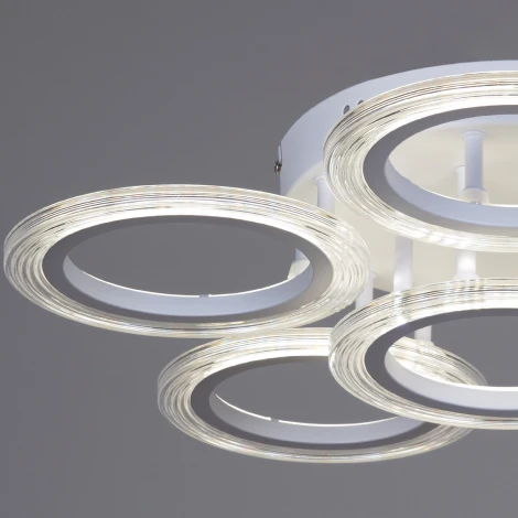 Потолочная люстра светодиодная на штанге с пультом Reluce 09812-3.3-06A WH (ночной режим, 220V, кольцо)