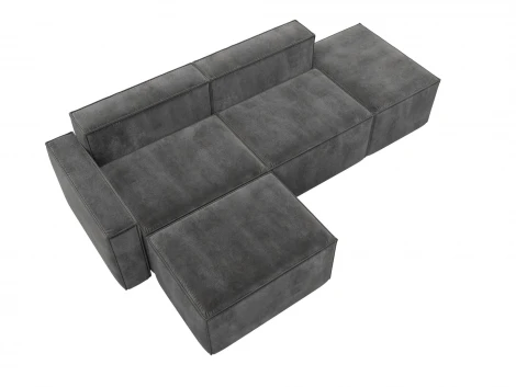 Диван угловой модульный Лига-063 угол левый (ДСП/Пластик/Велюр/Серый) Лига Диванов 129795L