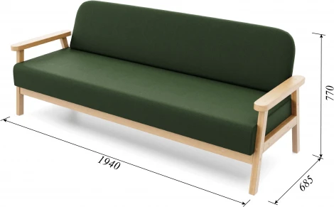 Диван Arsko прямой Флори Б береза велюр зеленый