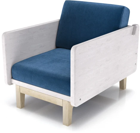 Кресло Arsko Двалин беленый дуб велюр синий