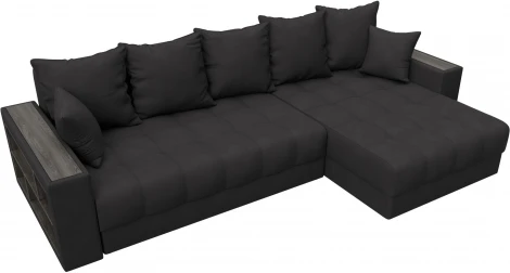 Диван угловой с декором и полкой Лига-050 НПБ Лига Диванов (Замша) арт.128614