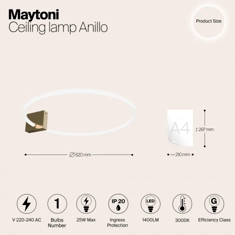 Потолочная люстра Maytoni Anillo MOD315CL-L25G3K