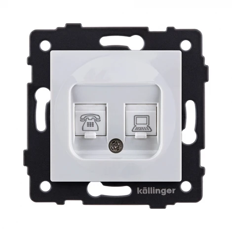 Розетка двойная RJ11 + RJ45 белый Kollinger REA-011WH для Aspekt, Eleganz, Reflex
