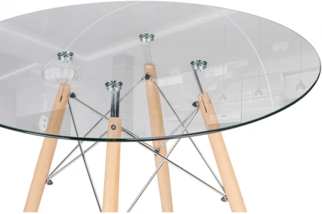 Стеклянный стол Woodville PT-151 90х90х76 clear glass / wood 15487