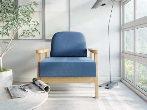 Кресло Arsko Флори береза велюр голубой