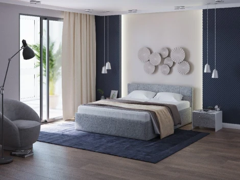 PROxSON Кровать Domo Plus (Ткань: Жаккард Tesla Стальной) 140x200