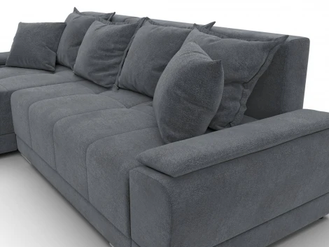 Диван угловой Лига-119 угол левый (ДСП,Брус,Фанера,ЛДС,Велюр/Светло-серый) Лига Диванов 137099L