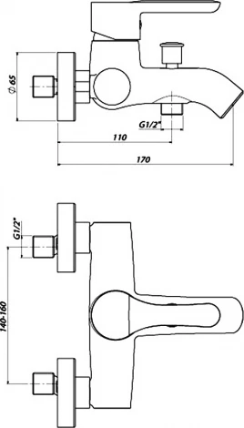 Смеситель GPD Felis MBB75 для ванны с душем